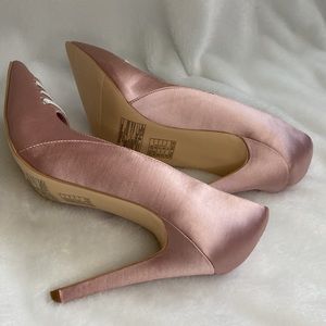 New!! Forever 21 Pink Satin Lace Up Pointed Heels Size 8 1/2